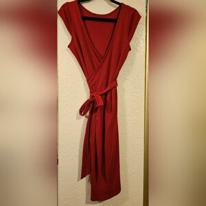 Elegant Red Wrap Dress